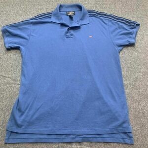 Ralph Lauren Polo Jeans Co. Polo Shirt Mens Large Blue Cotton Striped Shoulders